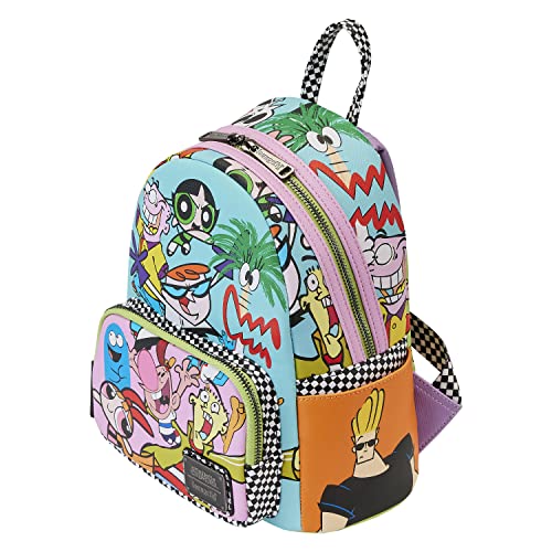 Cartoon Network Mini Backpack with Retro Collage Design - Vegan Leather, Adjustable Straps