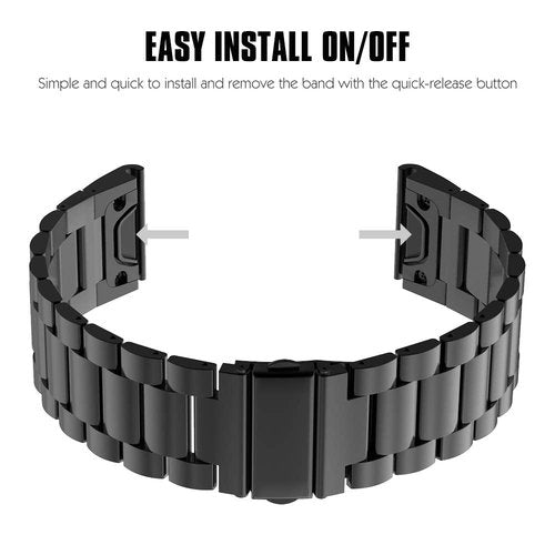 MoKo Band Compatible with Garmin Fenix 7/6/6 Pro/5/5 Plus/Epix Gen 2/Forerunner 945/935/Approach S62/S60/Quatix 6/Instinct 2/MARQ, 22mm Quick Fit Stainless Steel Metal Replacement Watch Band- Black