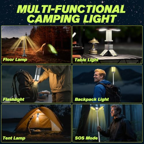 Dark Gray Portable Camping Lantern with 14000mAh Battery, Telescopic & Dimmable Light