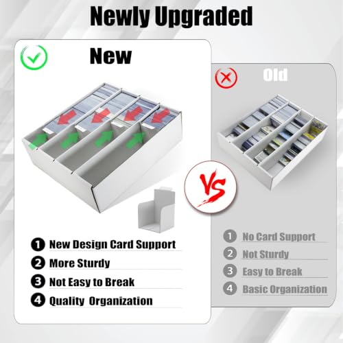 4 Row Trading Card Storage Box 5 Pack - 3200 Count Supporters & Dividers, White, 12in