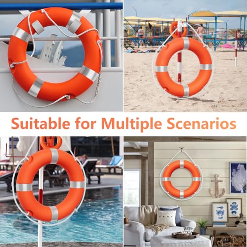 Tresbro 23 Inch Boat Safety Throw Ring with 50FT Lifesaving Rope & Reflective Strip
