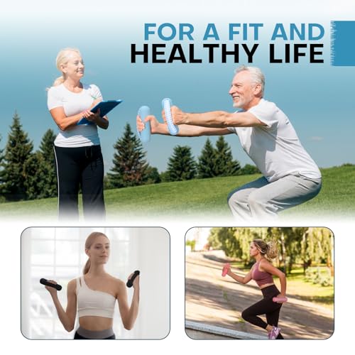 Blue 2 lb Hand Weights Set for Women Men - Soft Dumbbells with Hand Strap