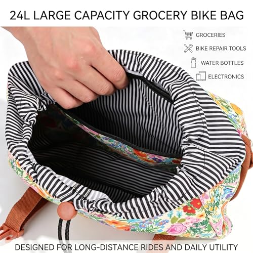 Yellow Flower Bicycle Saddle Bag Pannier Convertible Shoulder Bag 24L
