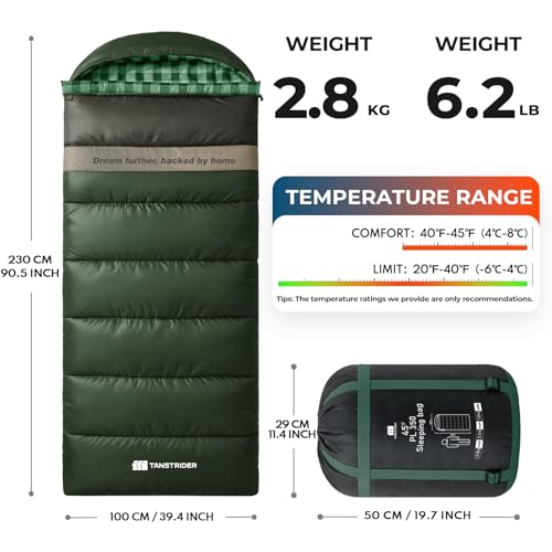 XXL Cotton Flannel Sleeping Bag for Adults - Green, Cold Weather Warmth