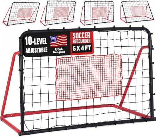 Zealfeel 6x4ft Soccer Rebounder Net with Adjustable Angles - Training Frame for Soccer Practice