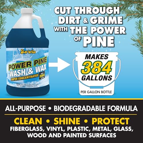 Star Brite Power Pine Wash & Wax 128 Oz Gallon - Marine Grade Boat & Car Cleaner & Protectant