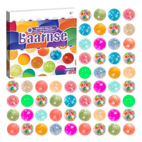 Colorful Small Bouncy Balls Set - 100 Pieces with Gift Box for Party Favors