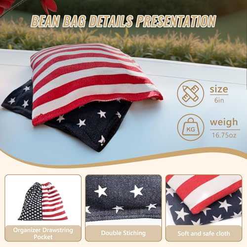 Mavlya Flying Eagle Flag Cornhole Board Set - Outdoor Regulation 2x4 ft Wooden Toss Game with 8 Bags & Carry Case