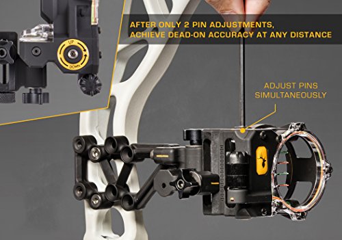 Bow Sight with 4 Pins - Right-Hand, 0.019 Inch, Tool-Free Windage & Elevation Adjustment