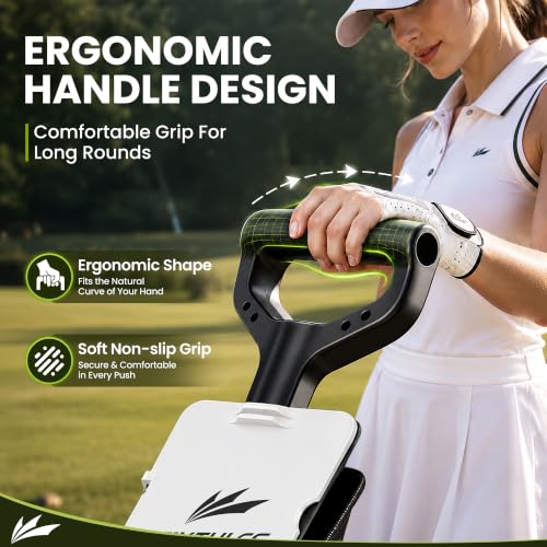 WAYTULES Black 2-Wheel Foldable Golf Push Cart - Lightweight, Durable Steel Frame, Adjustable Straps