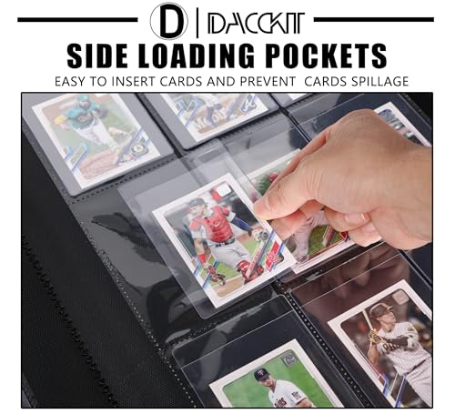 D DACCKIT Semi Rigid Card Binder for Trading & Sports Cards - Holds 540 Sleeved Cards, Black