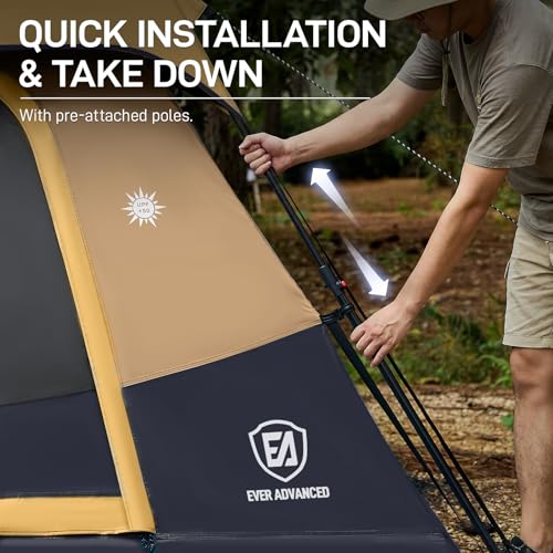 Ever Advanced Orange 4-Person Instant Camping Tent with Blackout & Waterproof 8' x 7'