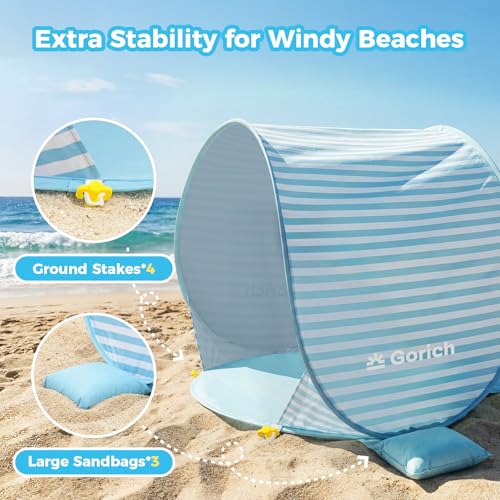 Gorich Light Blue Baby Beach Tent with UPF50+ UV Protection Portable Sun Shelter