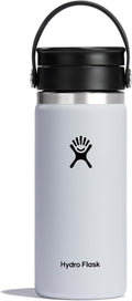 Hydro Flask Water Bottle - Insulated Stainless Steel, Wide Mouth Flex Lid - 16 Oz White, Leakproof & Refillable
