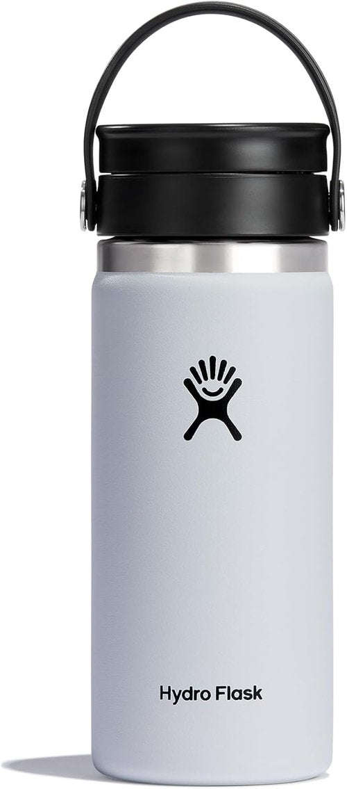 Hydro Flask Water Bottle - Insulated Stainless Steel, Wide Mouth Flex Lid - 16 Oz White, Leakproof & Refillable