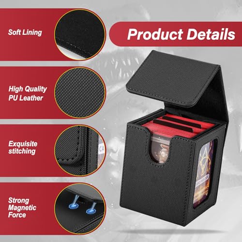 Stepane Black MTG Deck Box with Double Display Windows & Dividers - 1 Pack