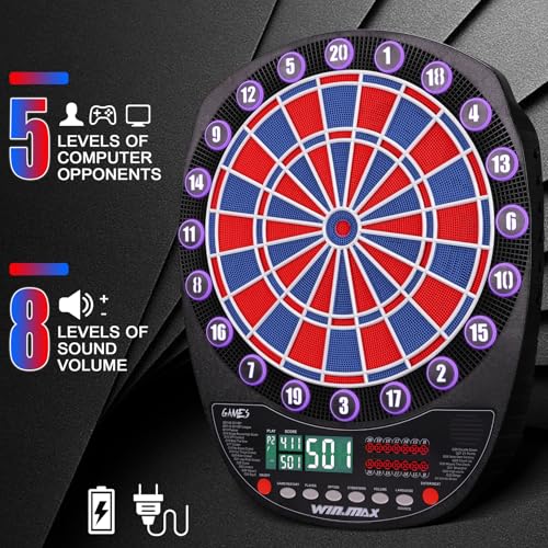 Electronic Dart Board with Automatic Scoring and Red Variation - 34 Games