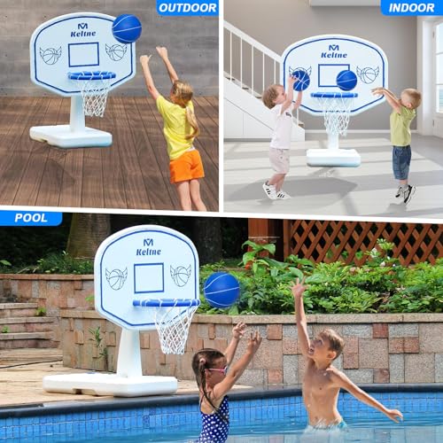 White Pool Basketball Hoop 34x34x42.2 Inches Water-Filled Base Kids & Adults
