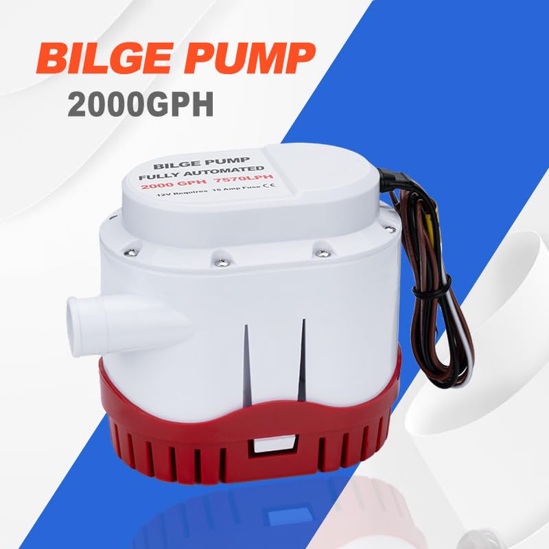 12V 2000GPH Marine Electric Bilge Pump with Built-in Float Switch