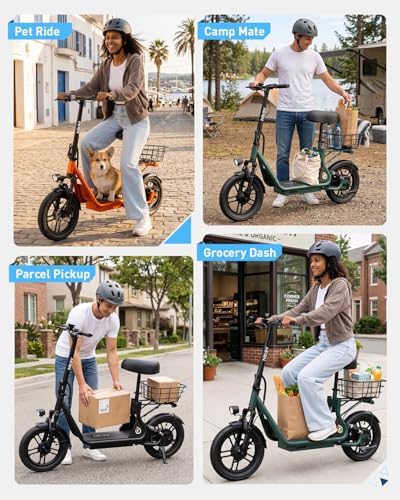 Green Hiboy Q2/U2 Electric Scooter with Seat for Adults - 22 Mile Range