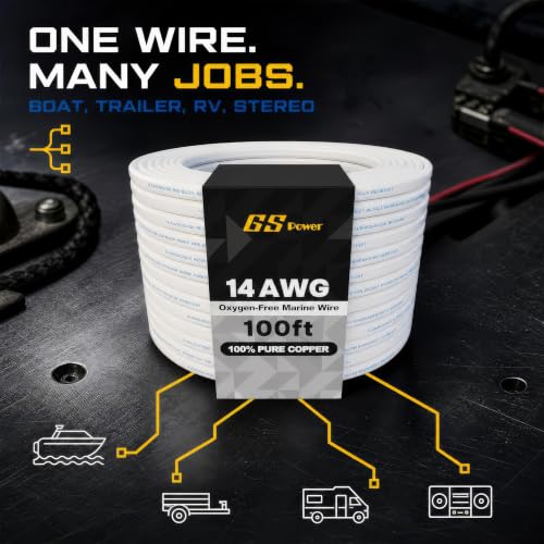 GS Power 14 AWG Duplex Marine Wire - 100 Ft Tinned Copper Boat Wiring - Variation of 14 AWG 100 Ft