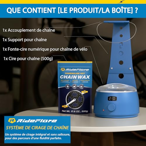 RideFlare Bicycle Chain Wax Melting System – Low Friction Chain Lubrication Kit