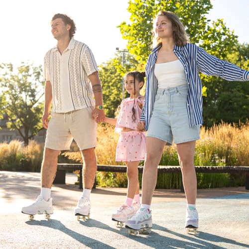 Rosrabit 2-in-1 Unisex Retractable Roller Skate Shoes - Purple, 4.5
