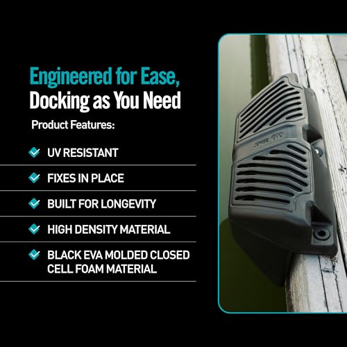 Seipel Marine 1 Pack EVA Dock Fender - Black UV-Resistant Boat Bumper with Stainless Steel Mounting Screws
