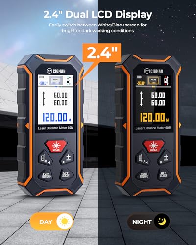 Laser Distance Meter 393Ft Dual Laser Measure with Backlit Display - Orange & Dark Blue