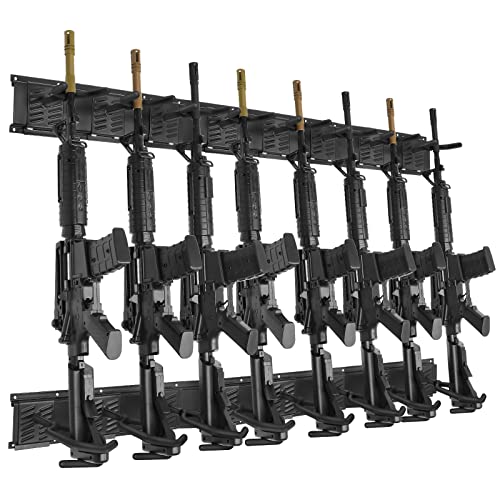 GOHIKING 8-Slot Wall Mount Gun Rack with Soft Padding for Rifles & Shotguns