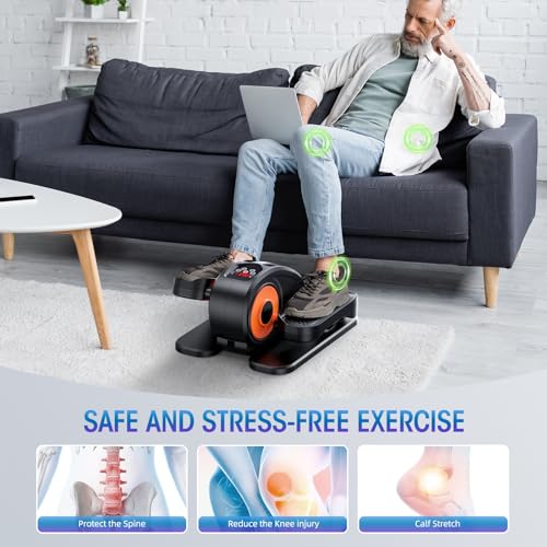 GUGTTR Under Desk Elliptical Leg Exerciser for Seniors - Black-Orange