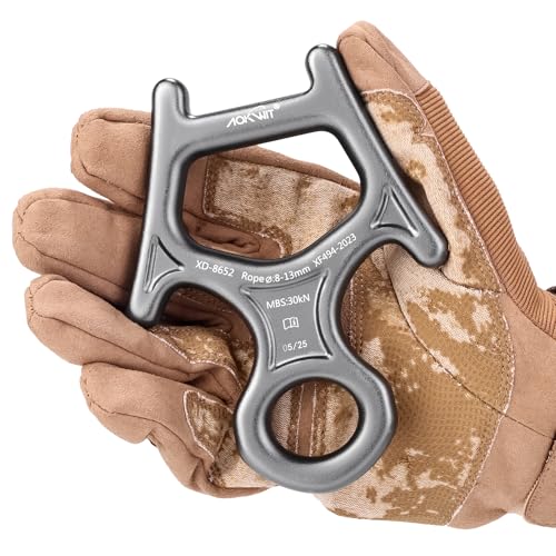 30kN Figure 8 Descender 7075 Aluminum Alloy Heavy Duty Belaying and Rappelling Device Tree Climbing Gear for Rock Climbing Mountaineering Arborist Caving Rescue Aerial Work Yoga 8-12mm Ropes