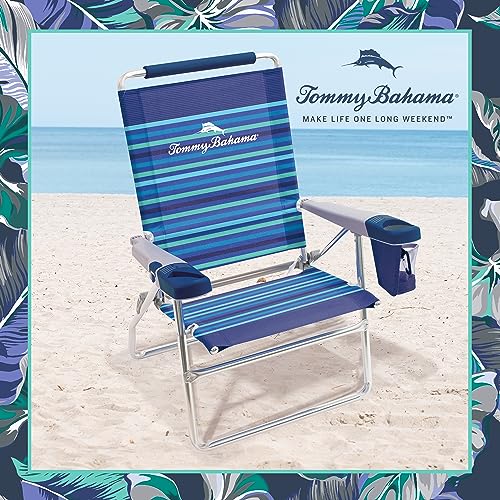 Tommy Bahama 15-Inch Hi-Boy Beach Chair 2-Pack Stripe, Extra Tall, Reclining