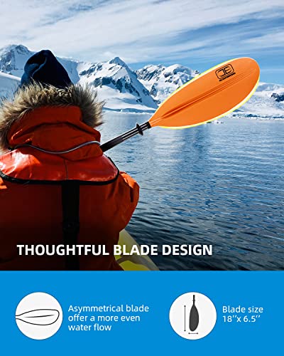 OCEANBROAD 95-inch Orange Kayak Paddle with Leash - Durable Alloy & Fiberglass
