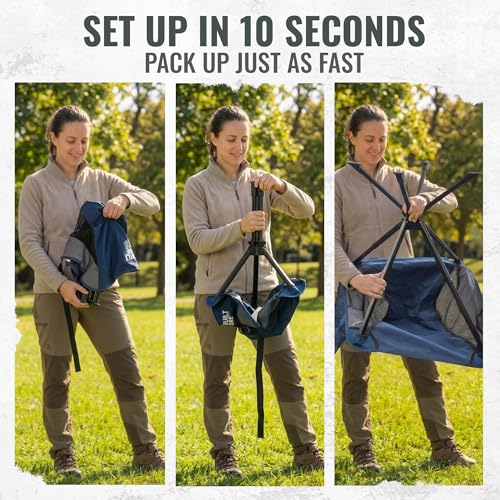 Portable Folding Swivel Chair - Lightweight Outdoor Seat with 360° Rotation - Blue & Gray