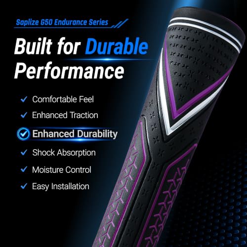 Purple Midsize Golf Grip Set with Full Regripping Kit - 13 Durable Rubber Grips