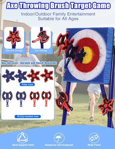 Stiatu Axe Throwing Game Set for Backyard & Indoor Play with 8 Foam Axes & Stars