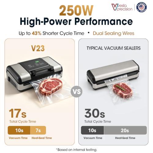 Vesta Precision 12-Inch Vacuum Sealer for Food & Liquids with Rolls - Wet & Dry Sealing