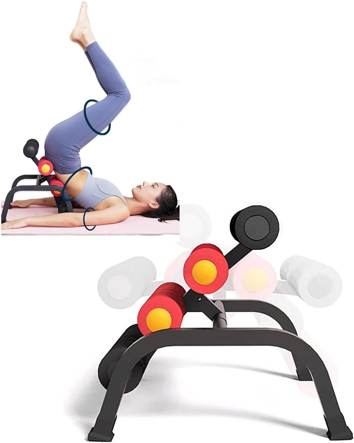 Skiennix Foldable Back Extension Machine - Home Gym Sit-Up Equipment for Glutes & Abs | Resistance Bands Included