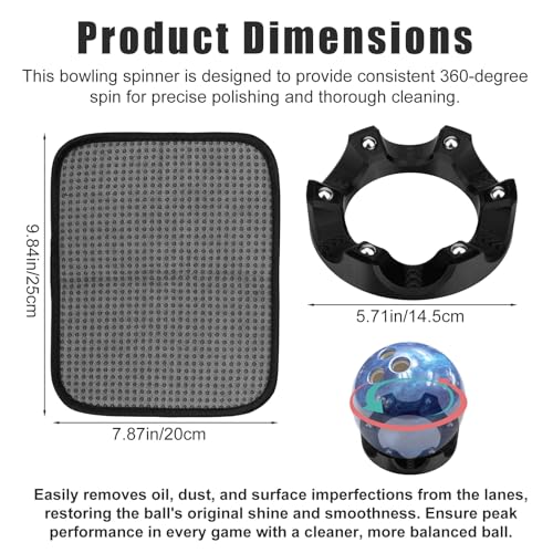 Bowling Ball Rotating Display Stand with Cleaning Cloth & Shammy Pad