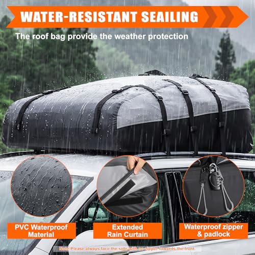 Car Rooftop Cargo Carrier Bag 20 Cuft with Black Variation - Waterproof & Easy Install