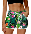 Women Board Shorts Hawaiian Tropical Print Beach Swim Shorts with Pockets - Medium Floral Palm