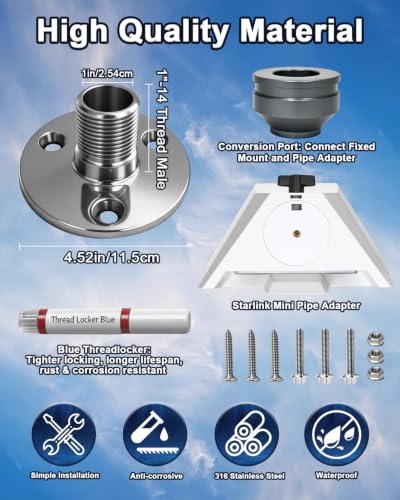 Marine Stainless Steel Starlink Mini Antenna Mount for Boats & RVs
