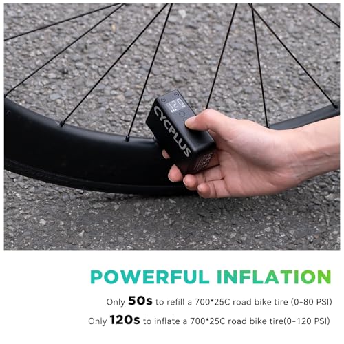 Portable Electric Bike Pump, Compact Inflator with Auto Shut-off for Bicycle, E-Bike, Mountain & Road Bikes