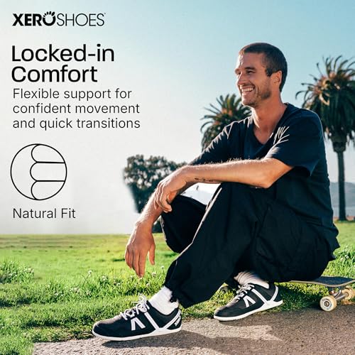 Men's Barefoot Sneaker - Xero Shoes Prio, Black & White, Size 12