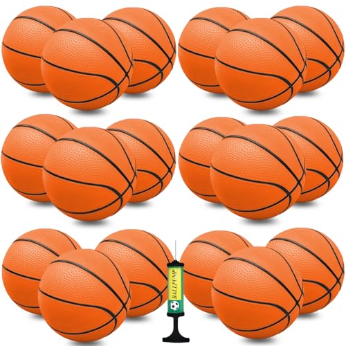 Orange Mini Basketball Balls Set - 5 Inch Bulk Pack with Pump