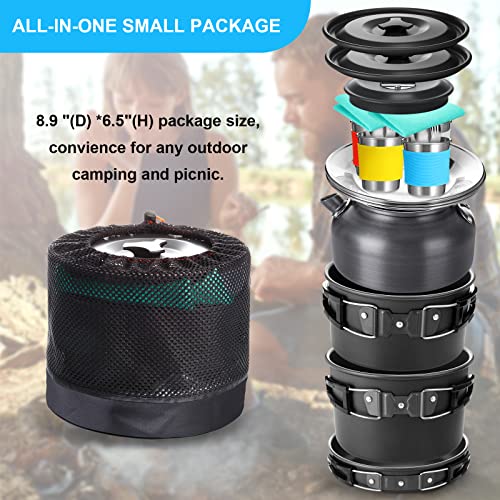 42-Piece Camping Cookware Set for 1-4 People with Pots Pans & Utensils
