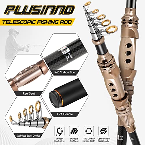 Telescopic Fishing Rod and Reel Combo 6.89 ft Portable Kit with Carrier Case