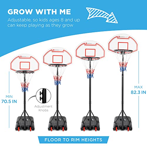 Kids Adjustable Portable Basketball Hoop Set - White, 70.5-82.3 Inch Height