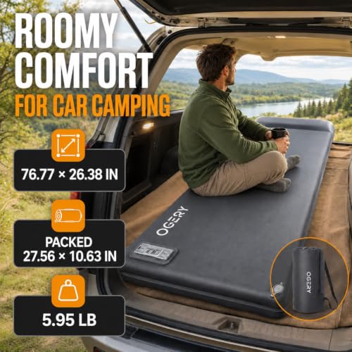 OGERY 3.15-Inch Memory Foam Sleeping Pad with Electric Pump - Dark Grey